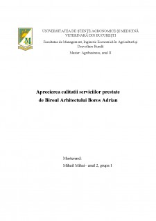 Aprecierea calității serviciilor prestate de Biroul Arhitectului Boroș Adrian - Pagina 1