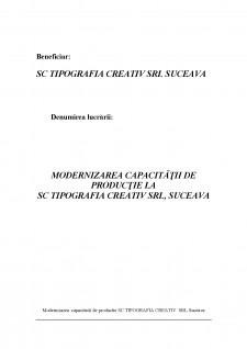 Modernizarea capacității de producție SC Tipografia Creativ SRL Suceava - Pagina 2
