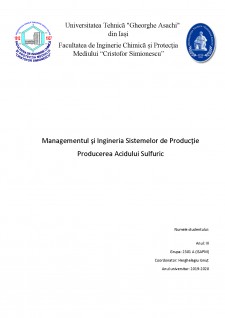 Managementul și Ingineria Sistemelor de Producție - Producerea acidului sulfuric - Pagina 1