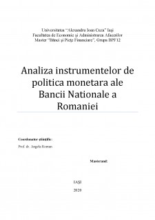 Analiza instrumentelor de politică monetară ale Băncii Naționale a României - Pagina 1