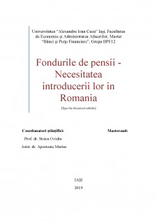 Fondurile de pensii - Necesitatea introducerii lor în România - Pagina 1