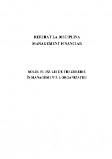 Rolul fluxului de trezorerie în managementul organizației - Pagina 1