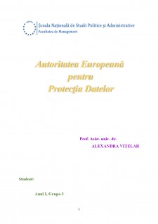 Autoritatea europeană pentru potecția datelor - Pagina 1