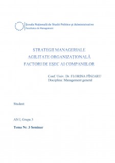 Strategii manageriale - Agilitate organizațională factori de eșec ai companiilor - Pagina 1