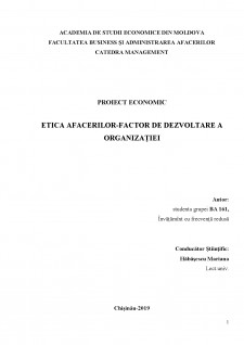 Etica afacerilor - Factor de dezvoltare a organizației - Pagina 1