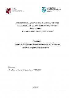 Mutații în dezvoltarea sistemului financiar al Comunității UE - Pagina 1