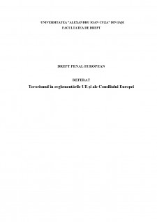 Terorismul în reglementările UE și ale Consiliului Europei - Pagina 1
