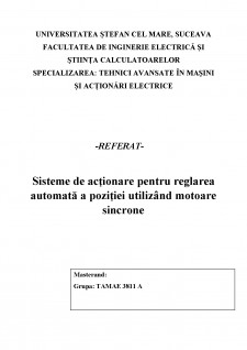 Sisteme de acționare pentru reglarea automată a poziției utilizând motoare sincrone - Pagina 1