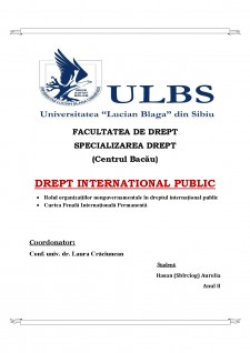 Rolul organizațiilor nonguvernamentale în dreptul internațional public - Pagina 1