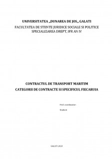 Contractul de transport maritim categorii de contracte și specificul fiecăruia - Pagina 1