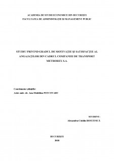 Studiu privind gradul de motivație și satisfacție al angajaților din cadrul companiei de transport Metrorex SA - Pagina 1