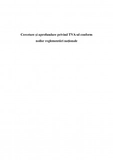 Cercetare și aprofundare privind TVA-ul conform noilor reglementări naționale - Pagina 1