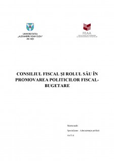 Consiliul fiscal și rolul sau în promovarea politicilor fiscal-bugetare - Pagina 1
