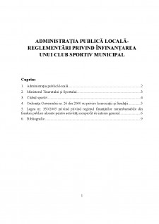 Administrația publică locală - reglementări privind înfiinanțarea unui club sportiv municipal - Pagina 1