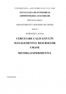 Cercetare calitativă în managementul resurselor umane metoda-experimentul - Pagina 1
