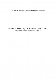 Instrumente directe de politică monetară - analiza comparativă România versus Moldova - Pagina 1