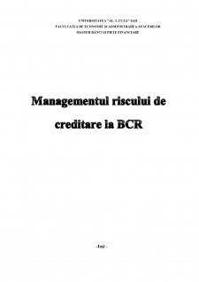 Managementul riscului de creditare în cadrul BCR - Pagina 1