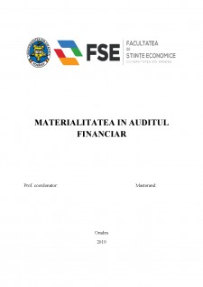 Materialitatea în auditul financiar - Pagina 1
