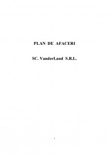 Plan de afaceri - SC VanderLand SRL - Pagina 1