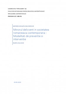 Minorul delicvent în societatea românească contemporană - Modalități de prevenție și intervenție - Pagina 1