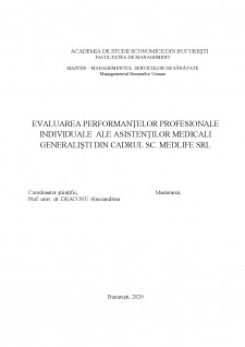 Evaluarea performanțelor profesionale individuale ale asistenților medicali generaliști din cadrul SC medlife SRL - Pagina 1