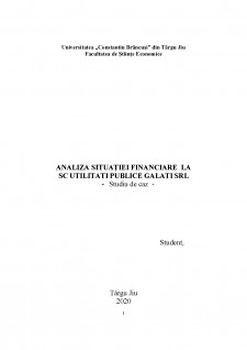 Analiza situației financiare a SC Utilitati Publice Galati SRL - Pagina 1