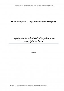 Legalitatea în administrația publică ca principiu de bază - Pagina 1