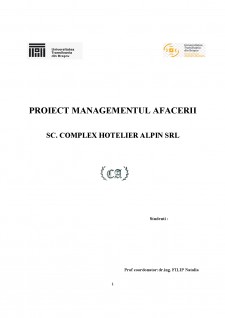 Managementul afacerii - SC Complex Hotelier Alpin SRL - Pagina 1