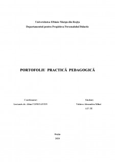 Practică pedagogică - Portofoliu - Pagina 1