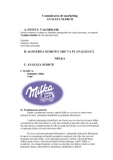 Analiza mărcii Milka - Comunicarea de marketing - Pagina 1