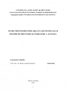 Studiu privind identificarea evaziunii fiscale și metode de prevenire și combatere a acesteia - Pagina 1