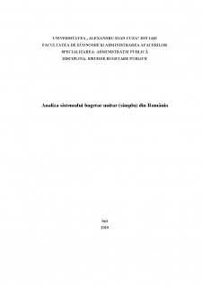 Analiza sistemului bugetar unitar din România - Pagina 1