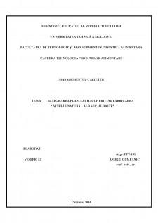Elaborarea planului HACCP privind fabricarea vinului natural alb sec, Aligote - Pagina 1