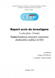 Raport scris de investigație - Studierea structurii sistemului cheltuielilor publice în RM - Pagina 1