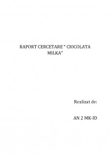 Cercetări de marketing - Ciocolata Milka - Pagina 1