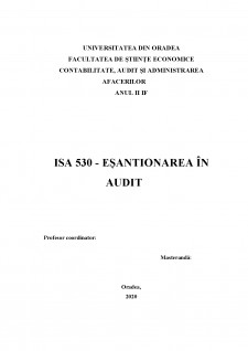 Prezentarea Standardului Internațional de Audit 530 - Eșantionarea în Audit - Pagina 1