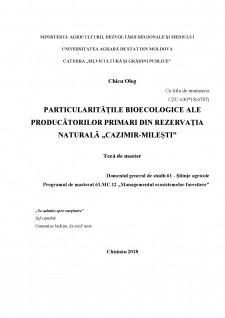 Particularitățile bioecologice ale producătorilor primari din Rezervația Naturală cazimir-milești - Pagina 1