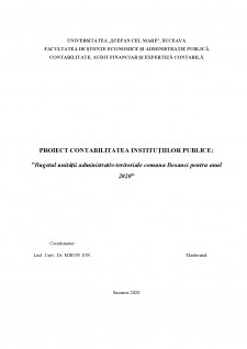 Bugetul unității administrativ-teritoriale comuna Bosanci pentru anul 2020 - Pagina 1