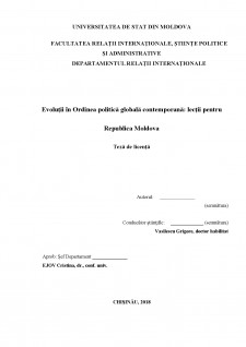 Evoluții în ordinea politică globală contemporană - lecții pentru Republica Moldova - Pagina 1
