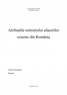 Atribuțiile ministrului afacerilor externe din România - Pagina 1