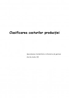 Clasificarea costurilor producției - Pagina 1
