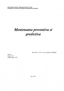 Mentenanța preventivă și predictivă - Pagina 1