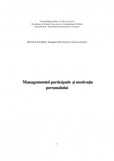 Managementul participativ și motivația personalului - Pagina 1