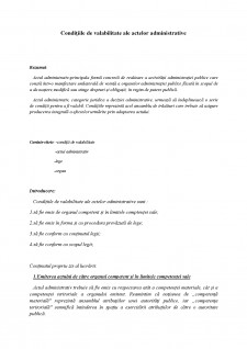 Condițiile de valabilitate ale actelor administrative - Pagina 1