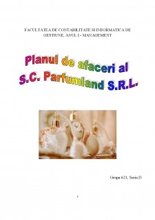 Planul de afaceri al SC Parfumland SRL - Pagina 1