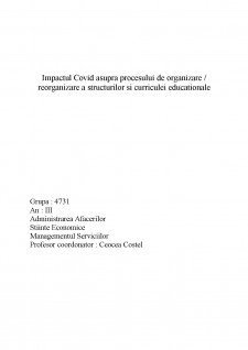 Impactul Covid asupra procesului de organizare-reorganizare a structurilor și curriculei educaționale - Pagina 1