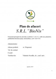 Plan de afaceri - BioNis SRL - Pagina 1
