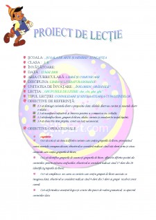 Proiect de lecție Gr I - Grupurile de litere - che, chi, ghe, ghi - Pagina 1