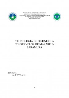 Tehnologia de obținere a conservelor de mazăre în saramură - Pagina 1