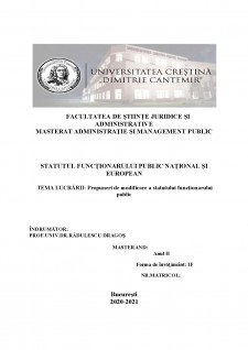 Statutul funcționarului public național și european - Propuneri de modificare a statutului funcționarului public - Pagina 1